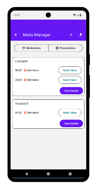 Meds Manager Home Screen